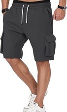 Men's Cargo Shorts 5 Pockets Drawstring Elastic Waist Lightweight Athletic