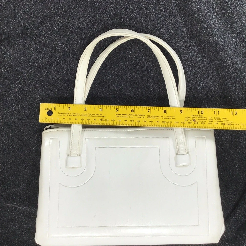 Vintage Kelly Daytime Pocketbook Purse White Cream Vinyl A frame Julius Resnick - Image 3 of 4
