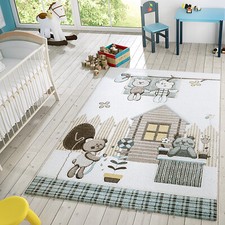 Tapis Enfants Tapis De Jeux Moderne Des Ours En Peluche Tons Pastel En Bleu