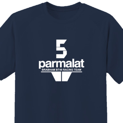 T-Shirt BRABHAM Parmalat BT49 F1 Team Retro Nelson Piquet #5 Adult Cotton Tee 