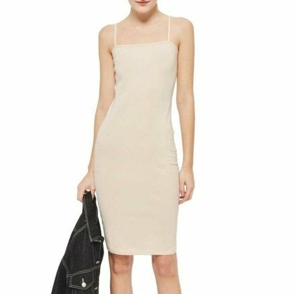 cami bodycon midi dress Topshop Dresses | Topshop | Color: Cream | Size: 6 WILLOW SPRINGS WEDDING WISCONSIN art deco gown Color:Navy to Tan creating a flattering silhouette