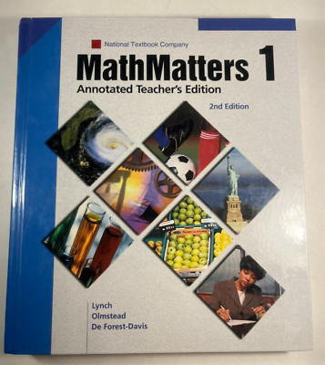 MathMatters 1 Glencoe 2nd Edition Teacher Edition 2001 Used Good 053868660X