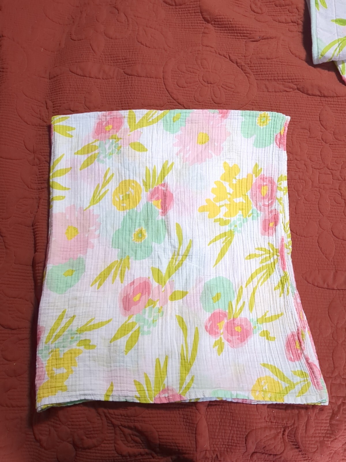 Cloud Island Floral Baby Swaddle Muslin Blanket Flowers Pink Lemonade-image