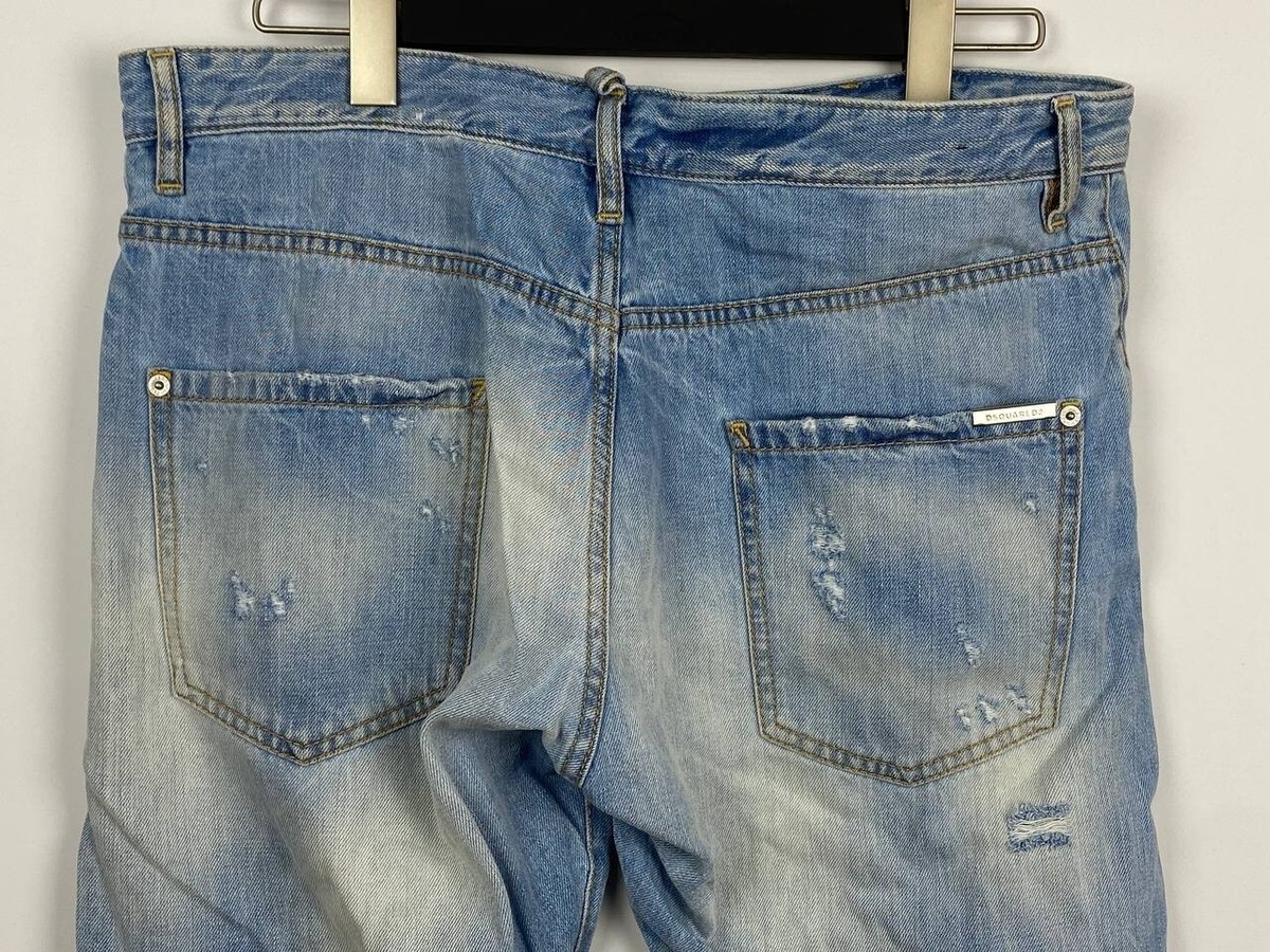 DSQUARED2 Blue Cut-Off Hem Denim Skinny Distressed Jeans IT 50