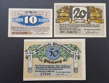 BLANKENESE NOTGELD 10, 20, 50 PFENNIG 1921 EMERGENCY MONEY GERMANY (7806)