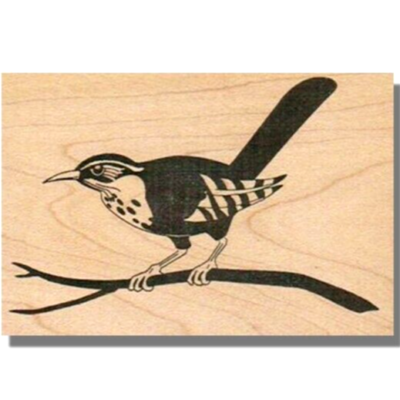 Bird On Branch Rubber Stamp - 2x2 Inch Wood Mount Stamp For Crafts & Scrapbooking