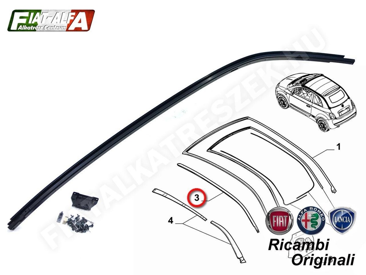 Fiat 500 Folding Top Guide Bracket right side 77365264 new