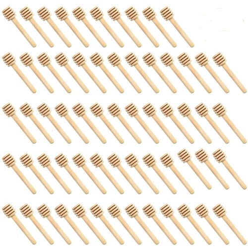 100 Pack Mini 3 Inch Portable Wooden Honey Dipper Sticks for Honey Jar Dispense