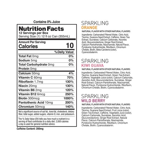 Sparkling Original Variety Pack, Functional Energy Drink 12 fl oz (Pack of 12) - Picture 5 of 6
