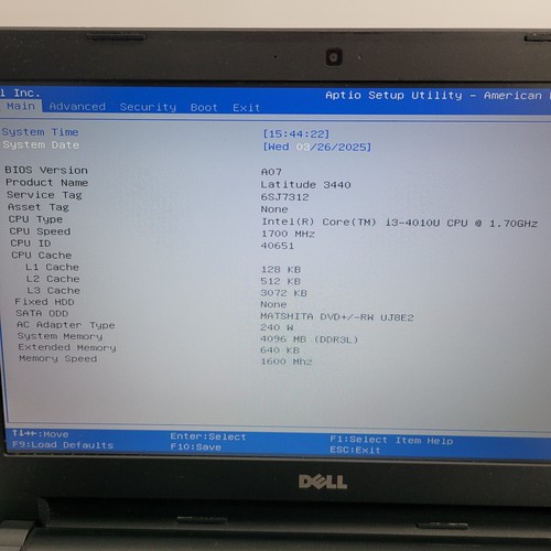 Dell Latitude 3440 Core i3-4010U 1.7GHz 4GB RAM No HDD 14" - ***Boot to Bios - Picture 2 of 8