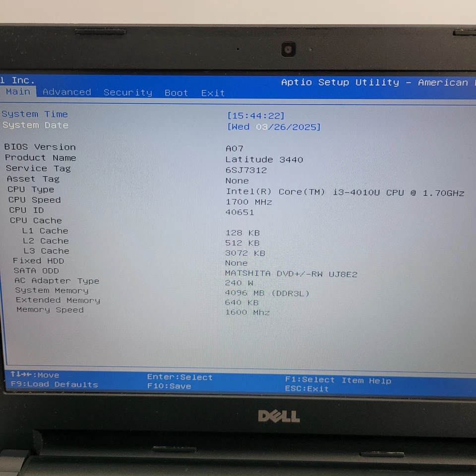 Dell Latitude 3440 Core i3-4010U 1,7 GHz 4 GB de RAM sin disco duro 14" - ***Arranque en la Bios Foto 2 de 4