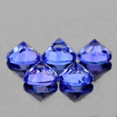3.80 mm 5 pieces Round Natural Intense Purple Blue Tanzanite