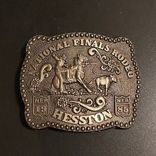 1985 National Finals Rodeo NFR Youth Size Miniature Belt Buckle Hesston