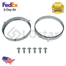 7" Headlight Bulb Retaining Retainer Trim Ring Set For Chevy Camaro Oldsmobile