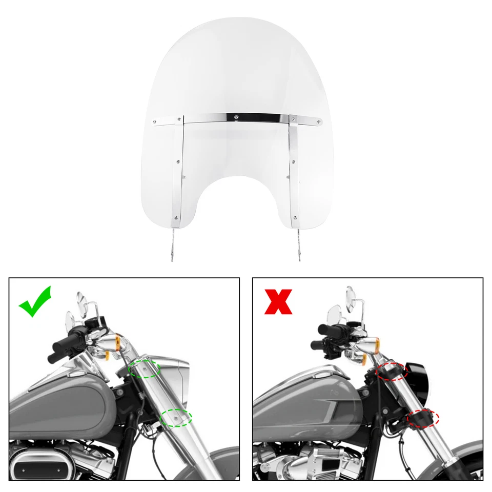 QUICK DETACH Clear Windshield Screen Fit For Harley Davidson Softail FLST FLSTC - Image 3 of 4