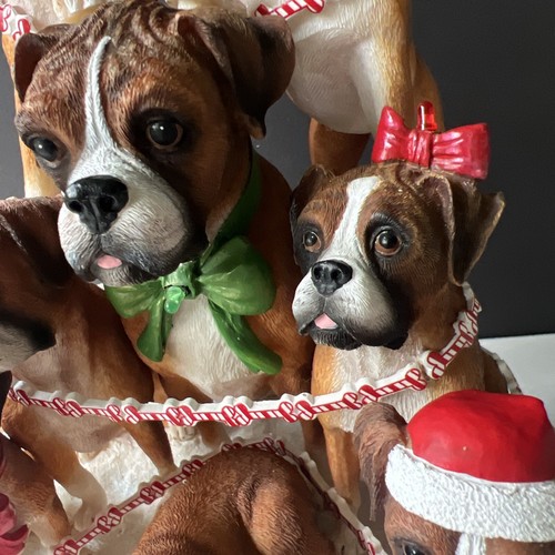 The Boxer Family Christmas Tree Stacked Dogs The Danbury Mint Lights Up! - Picture 3 of 14