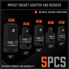 5PC Impact Socket Adapter and Reducer Set 3/4 3/8 1/2 1/4 Driver Cr-V Standard