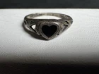 Vintage 925 Sterling Silver Black Heart Gothic Minimalist Ring SZ 7.5