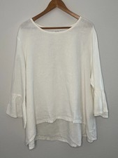 Bryn Walker Fran Shirt Linen Zinnia Ivory Cream Lagenlook 3X USA Made Resort