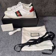 Authentic Gucci Sneakers Womens 37 Ace White Leather Bee Embroidered Trainers 7
