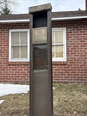 Antique American Mailing Device Chute US Mail Hotel Building Drop Box Brass Sign