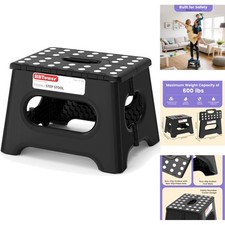 9-Inch Folding Step Stool 600lb Capacity Heavy Duty Non-Slip Portable Foot Stool