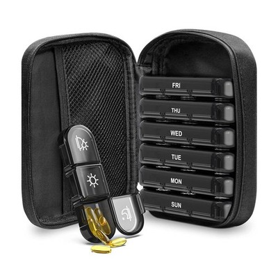 Weekly for Pill Organizer 3 Times a Day for Pill Box with Canvas Bag for Pill Co