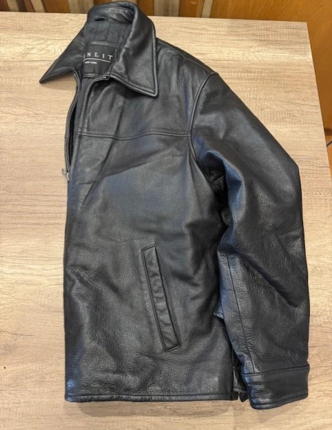 Auténtica Chaqueta de Cuero Negra Estilo Motociclista WINLIT NY De Colección Para Hombre Talla Grande Foto 3 de 4