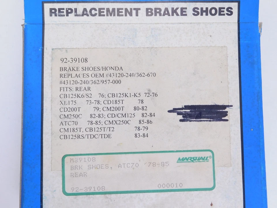 Zapatas de freno traseras EMGO para Honda ATC70 XL175 Rebel 250 CB125S CM250 43120-240-670 Foto 2 de 4