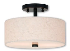 Livex Lighting 52133 Meridian 2 Light 11"W Single Semi-Flush - Bronze