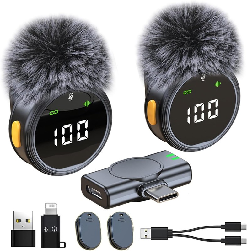 Wireless Lavalier Microphone for iPhone/Android Mini Wireless Lavalier Noise