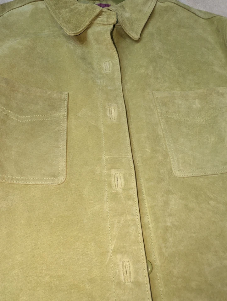 Denim & Co Jeanswear Chartreuse Gamuza Cuero Chamarra Para Mujer Talla PEQUEÑA  Foto 3 de 4