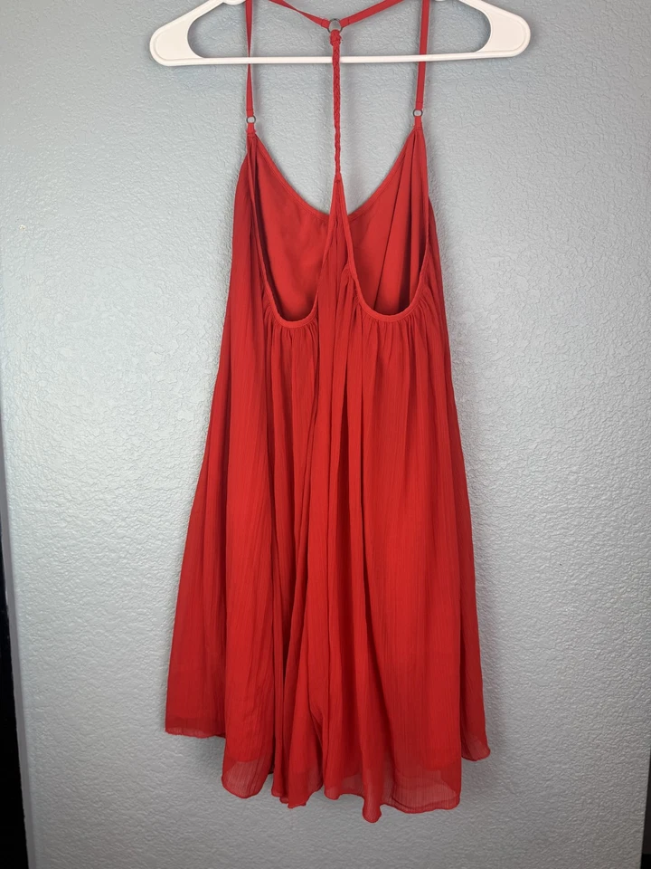 Vestido Abercrombie & Fitch Mujer Grande Rojo Fluido Sin Mangas Boho Verano Informal Foto 4 de 4