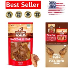 All-Natural Pig Ears for Dogs - 8 Count, Safe Chew Treats for All Breeds
