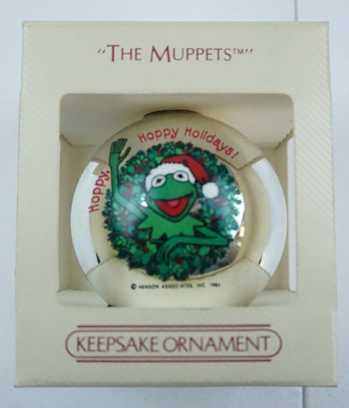 Rare Hallmark 1984 The Muppets Kermit Miss Piggy Ball Christmas Ornament ~ NEW