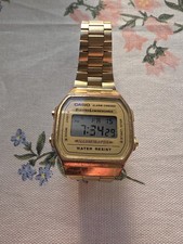 Casio Illuminator A168 Gold Digital Watch Bracelet Alarm Chronograph