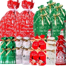 Christmas Drawstring Gift Bags 30PCS Assorted Styles Christmas Drawstring Wra...