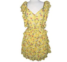LoveShackFancy Phyllis Ruffle Floral Tiered Dress Yellow Sunbath Cottagecore M