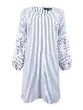 Lauren by Ralph Lauren Women's Lucinda Striped Day Dress (2, Blue/White)