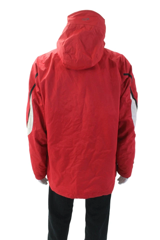 Obermeyer Men Parka Windbreaker Red Button High Neck Polyester Size L - Image 3 of 4