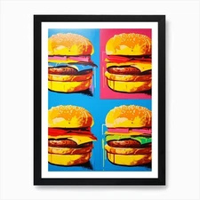 Burger Paint Drip Pop Art 3 Art Pri Framed Wall Art Poster Canvas Print Picture