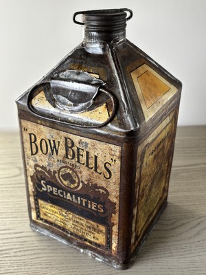 Seltene 30er Jahre Bogenglocken Spezialitäten London Vintage halbe Gallone Pyramide Öl Dose