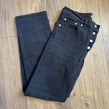 Levi's Premium Wedgie Straight Ankle Jeans Black Denim Women's 27