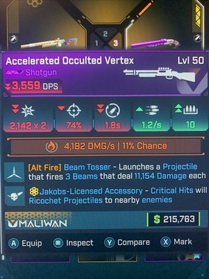 Borderlands 4 VERTEX BEAM TOSSER JAKOBS FIRE    LVL 50 ALL PLATFORMS 