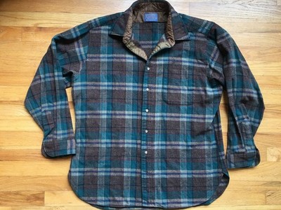 g*d様 値下げ70s PENDLETON vintage wool shirt Vtg Pendleton Wool Shirt 70s 100% Virgin Wool USA Plaid Teal Brown