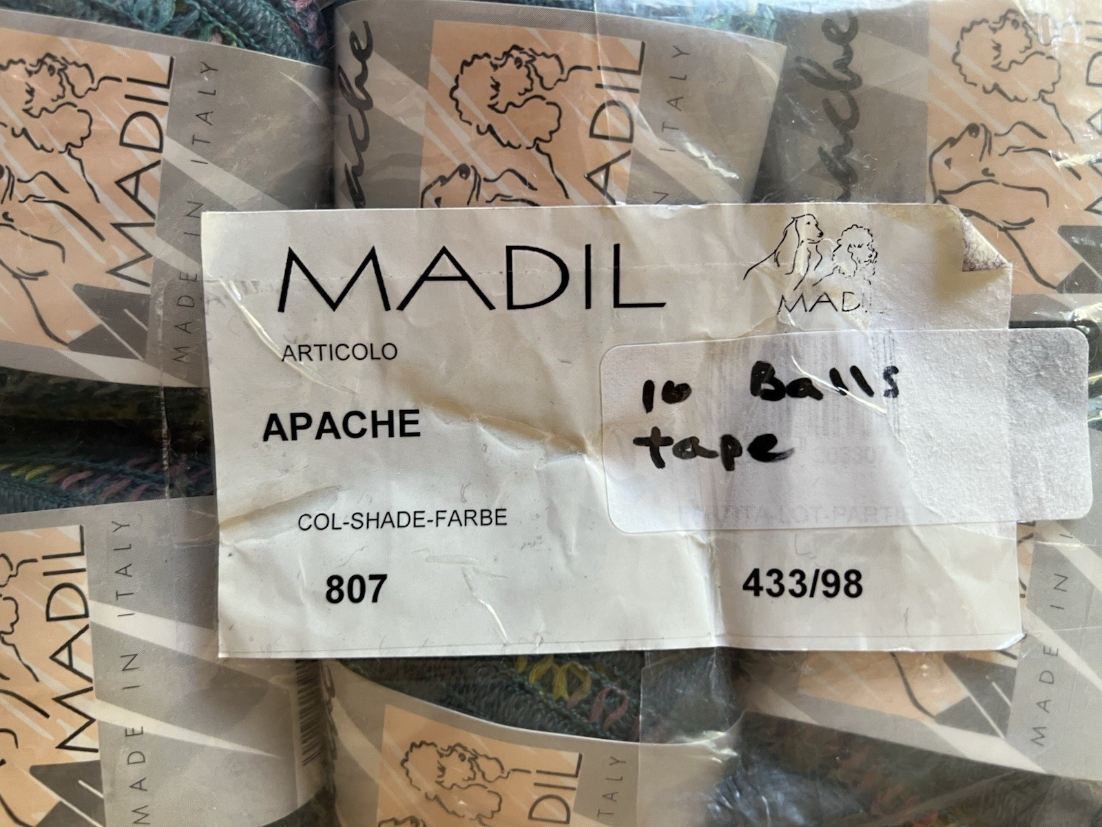 10x 50g/ 80m Apache Madil WOOL Blend Tape Yarn Color 807 Turquoise Made in Italy