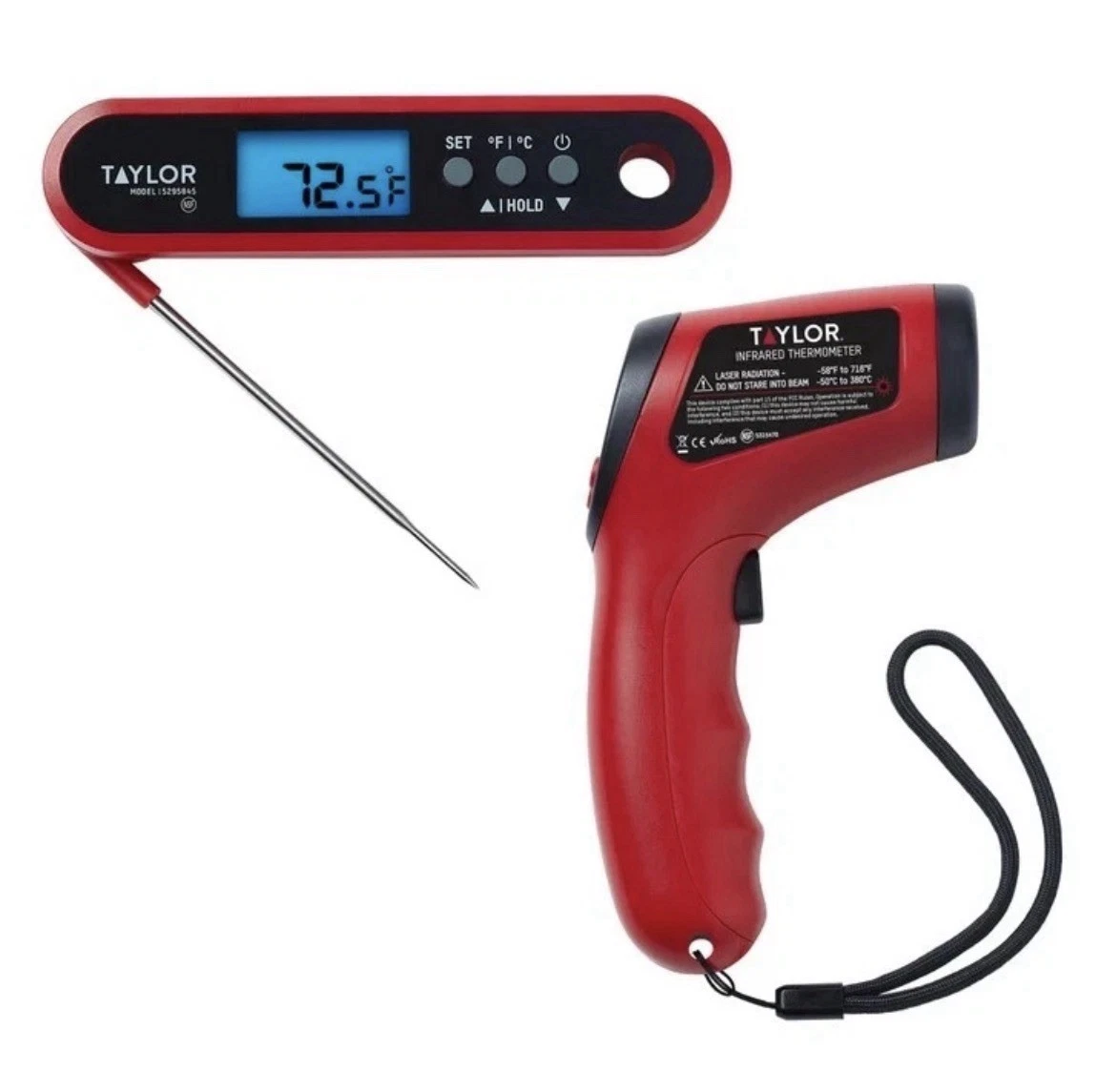 NEW Taylor 2 Piece Digital Thermometer Bundle Infrared Laser & Instant Read IPX7