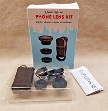 3 Piece Clip-On Phone Lens Kit Clip to Any Smartphone or Tablet