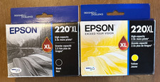 Epson 220XL Genuine OEM Black Yellow Ink Cartridge Lot of 2 Sealed