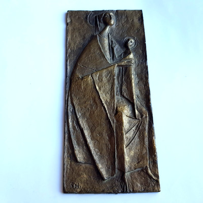 Österreich Bronze Ikone Plakette Papst Johannes Paul religiös katholisch Kunst 1988 Huber